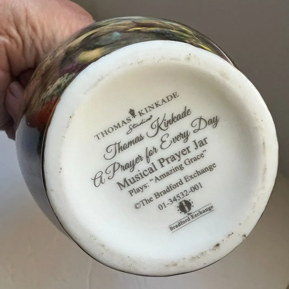 Musical Jar Urn Thomas Kincade Bradford Exchange Removable Lid religious